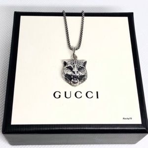 New Authentic Gucci Gatto Feline Pendant + Free 20" Chain